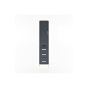 Hyperion Dolap 3 Raflı 4 Çekmeceli Tek Kapaklı 44x44x221 Aytaşı-antrasit