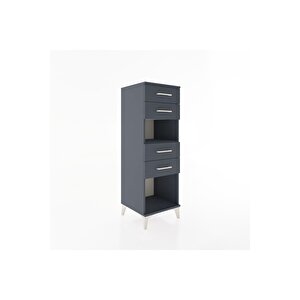 Hyperion Dolap Tek Raflı 4 Çekmeceli 44x44x134 Antrasit-antrasit