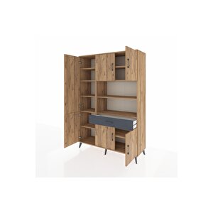 Hyperion Dolap 10 Raflı Tek Çekmeceli 6 Kapaklı 132x44x195 Çam-çam/antrasit