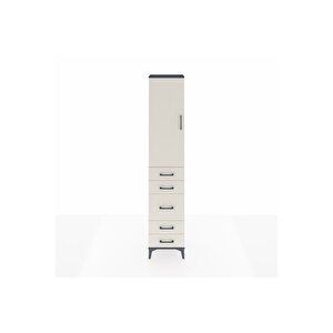 Arges Dolap 3 Raflı 5 Çekmeceli Tek Kapaklı 44x30x221 Antrasit-aytaşı