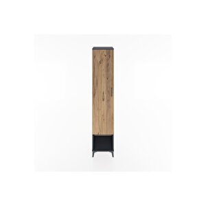 Hyperion Dolap 3 Raflı Tek Kapaklı Tek Askılı 44x44x221 Antrasit-çam