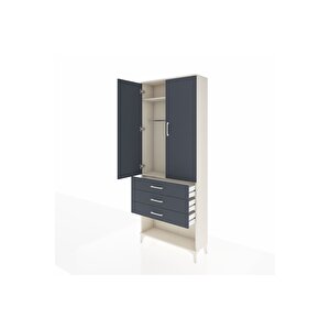 Arges Dolap 2 Raflı 3 Çekmeceli Tek Askılı 88x30x221 Aytaşı-antrasit