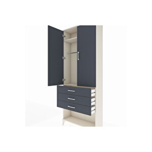 Arges Dolap 2 Raflı 3 Çekmeceli Tek Askılı 88x30x221 Aytaşı-antrasit