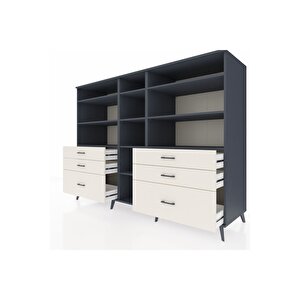 Kronos Dolap 10 Raflı 6 Çekmeceli  220x59x163 Antrasit-antrasit/aytaşı