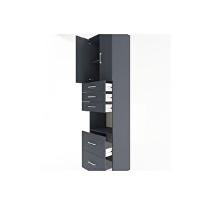 Hyperion Dolap 3 Raflı 5 Çekmeceli 2 Kapaklı 60x44x243 Antrasit-antrasit