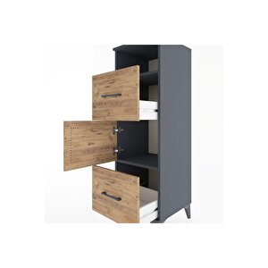 Hyperion Dolap 2 Raflı 2 Çekmeceli Tek Kapaklı 44x44x134 Antrasit-çam