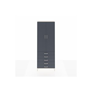 Arges Dolap 4 Raflı 5 Çekmeceli 2 Kapaklı 88x30x243 Aytaşı-antrasit