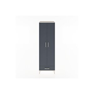 Hyperion Dolap 5 Raflı Tek Çekmeceli Tek Askılı 60x44x195 Aytaşı-antrasit