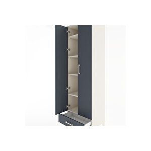 Hyperion Dolap 5 Raflı Tek Çekmeceli Tek Askılı 60x44x195 Aytaşı-antrasit