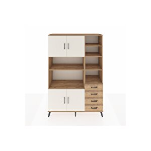 Hyperion Dolap 9 Raflı 4 Çekmeceli 4 Kapaklı 132x44x195 Çam-aytaşı/çam