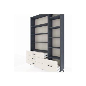 Arges Dolap 9 Raflı 4 Çekmeceli  132x30x195 Antrasit-antrasit/aytaşı