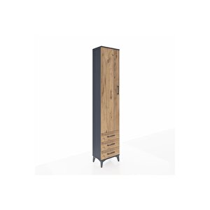 Arges Dolap 4 Raflı 3 Çekmeceli Tek Kapaklı 44x30x221 Antrasit-çam