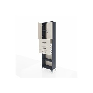 Arges Dolap 3 Raflı 3 Çekmeceli 2 Kapaklı 60x30x221 Antrasit-aytaşı