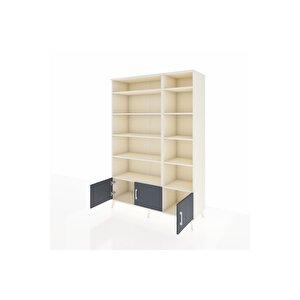 Hyperion Dolap 10 Raflı 3 Kapaklı 132x44x195 Aytaşı-antrasit/aytaşı