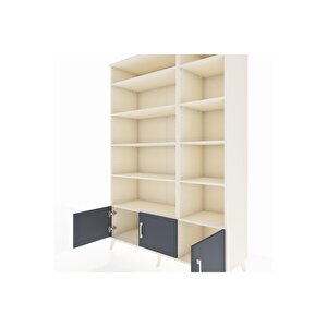 Hyperion Dolap 10 Raflı 3 Kapaklı 132x44x195 Aytaşı-antrasit/aytaşı