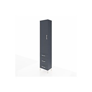 Arges Dolap 4 Raflı 3 Çekmeceli Tek Kapaklı 44x30x221 Antrasit-antrasit