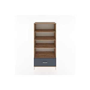 Hyperion Dolap 4 Raflı Tek Çekmeceli 88x44x182 Çam-antrasit