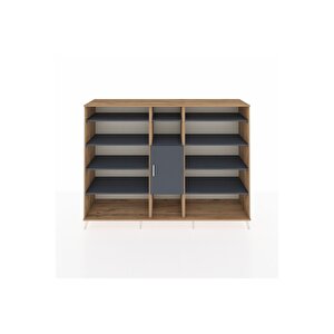 Hyperion Dolap 12 Raflı Tek Kapaklı  220x44x163 Çam-antrasit