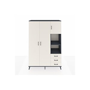 Hyperion Gardrop 5 Raflı 3 Çekmeceli Tek Askılı 132x44x195 Antrasit-aytaşı