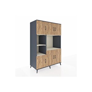 Kronos Dolap 9 Raflı 6 Kapaklı 132x59x195 Antrasit-çam/aytaşı