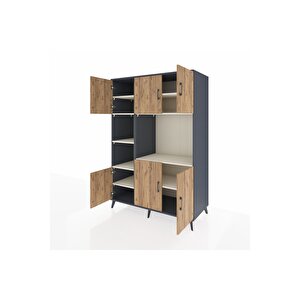 Kronos Dolap 9 Raflı 6 Kapaklı 132x59x195 Antrasit-çam/aytaşı