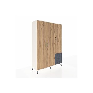 Hyperion Dolap 6 Raflı 3 Çekmeceli Tek Askılı 132x44x195 Aytaşı-çam/antrasit