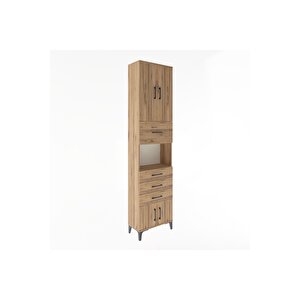 Arges Dolap 3 Raflı 4 Çekmeceli 4 Kapaklı 60x30x243 Çam-çam