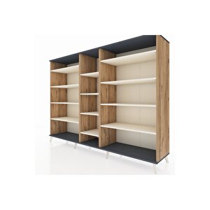 Hyperion Dolap 11 Raflı  220x44x163 Çam-antrasit/aytaşı