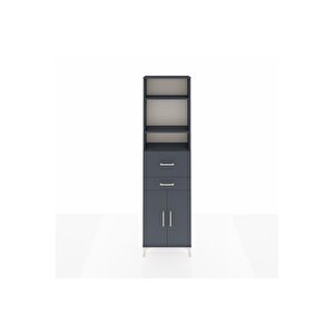 Arges Dolap 4 Raflı 2 Çekmeceli 2 Kapaklı 60x30x221 Antrasit-antrasit