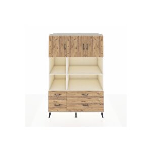 Kronos Dolap 8 Raflı 4 Çekmeceli 3 Kapaklı 132x59x195 Aytaşı-çam/çam