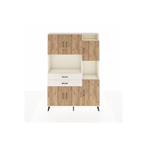 Arges Dolap 9 Raflı 2 Çekmeceli 6 Kapaklı 132x30x195 Aytaşı-çam/aytaşı