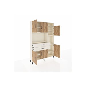 Arges Dolap 9 Raflı 2 Çekmeceli 6 Kapaklı 132x30x195 Aytaşı-çam/aytaşı