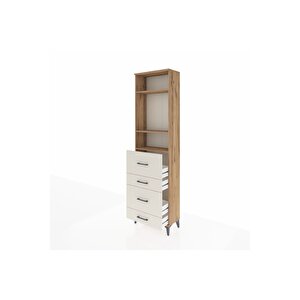Arges Dolap 3 Raflı 4 Çekmeceli 60x30x221 Çam-aytaşı