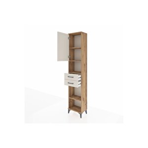 Arges Dolap 4 Raflı 2 Çekmeceli Tek Kapaklı 44x30x221 Çam-aytaşı