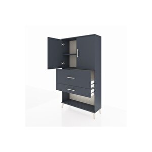 Arges Dolap 2 Raflı 2 Çekmeceli 2 Kapaklı 88x30x163 Antrasit-antrasit