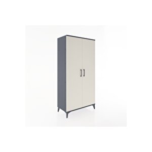 Hyperion Dolap 4 Raflı 2 Kapaklı 88x44x182 Antrasit-aytaşı