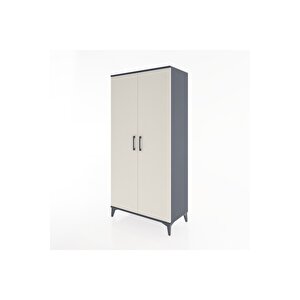 Hyperion Dolap 4 Raflı 2 Kapaklı 88x44x182 Antrasit-aytaşı