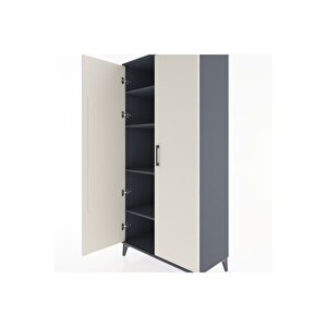 Hyperion Dolap 4 Raflı 2 Kapaklı 88x44x182 Antrasit-aytaşı