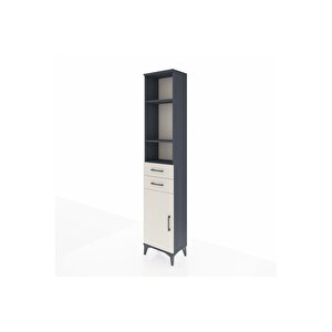 Arges Dolap 4 Raflı 2 Çekmeceli Tek Kapaklı 44x30x221 Antrasit-aytaşı