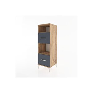 Hyperion Dolap 2 Raflı 2 Çekmeceli 44x44x134 Çam-antrasit