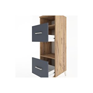 Hyperion Dolap 2 Raflı 2 Çekmeceli 44x44x134 Çam-antrasit