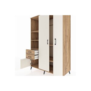 Kronos Dolap 5 Raflı 2 Çekmeceli Tek Askılı 132x59x195 Çam-aytaşı/çam