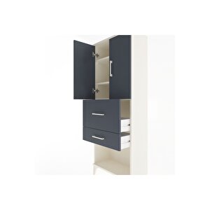 Arges Dolap 3 Raflı 2 Çekmeceli 2 Kapaklı 60x30x163 Aytaşı-antrasit