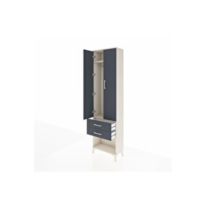 Arges Dolap 2 Raflı 2 Çekmeceli Tek Askılı 60x30x221 Aytaşı-antrasit
