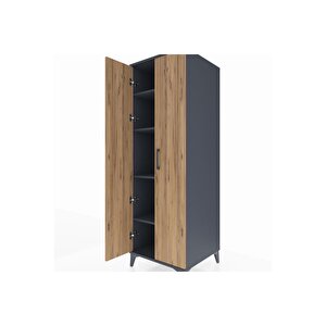 Kronos Dolap 4 Raflı 2 Kapaklı 60x59x182 Antrasit-çam