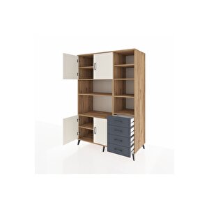 Kronos Dolap 9 Raflı 4 Çekmeceli 4 Kapaklı 132x59x195 Çam-aytaşı/antrasit