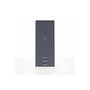 Arges Dolap 4 Raflı 3 Çekmeceli 2 Kapaklı 88x30x221 Antrasit-antrasit