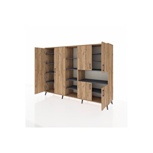 Hyperion Dolap 13 Raflı 6 Kapaklı 220x44x163 Çam-çam/antrasit