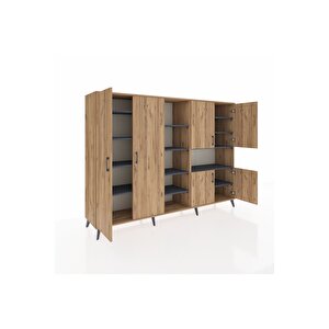 Hyperion Dolap 13 Raflı 6 Kapaklı 220x44x163 Çam-çam/antrasit