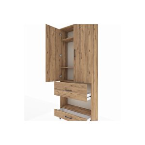 Arges Dolap 4 Raflı 2 Çekmeceli 2 Kapaklı 88x30x221 Çam-çam